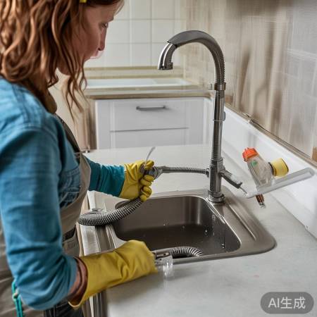 排水管堵塞，细铁丝清理