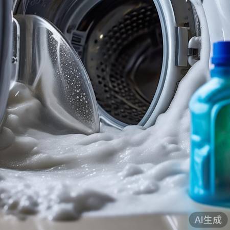洗衣机需定期清洗，减少泡沫。